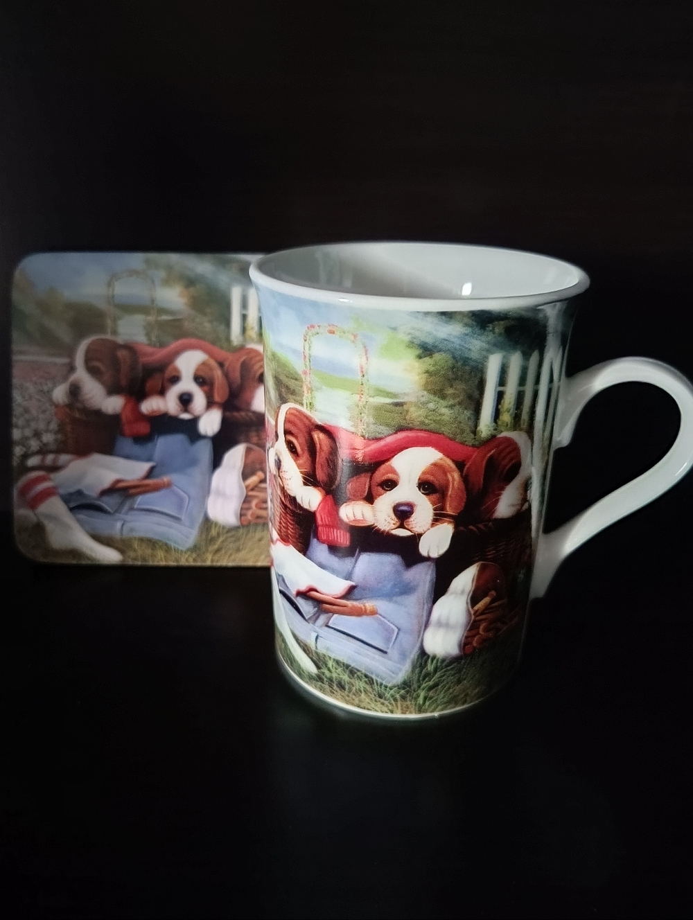 Collectible Puppies "Time for Tea" Ceramic Mug & Coaster Set - Picture 6 of 9